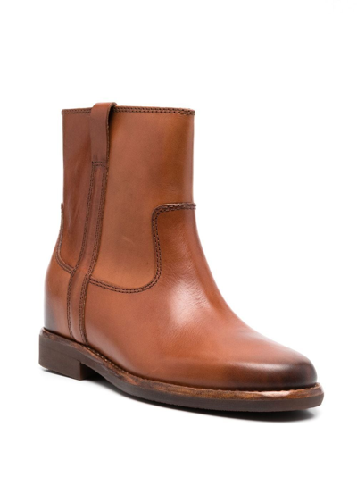 Isabel Marant Susee Leather Ankle Boots In Brown