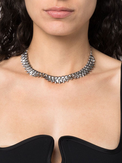 Shop Isabel Marant Embellished Choker Necklaces In Silver