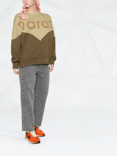 Isabel Marant Étoile Logo-print Two-tone Sweatshirt In Green