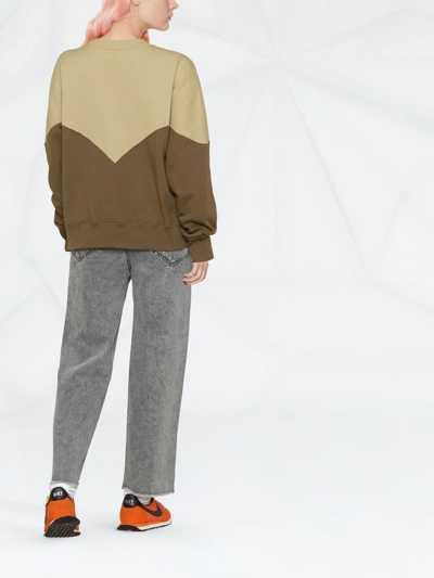 Isabel Marant Étoile Logo-print Two-tone Sweatshirt In Green