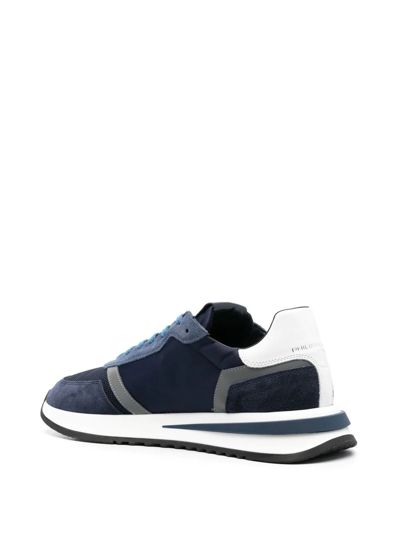 Shop Philippe Model Paris Logo-patch Panelled Sneakers In Blue