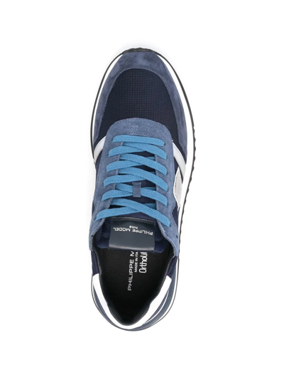 Shop Philippe Model Paris Logo-patch Panelled Sneakers In Blue