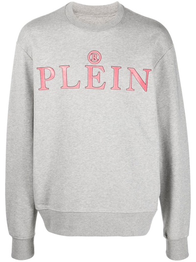 Shop Philipp Plein Logo-print Cotton Sweatshirt In Grey