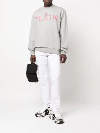 Philipp Plein Logo-print Cotton Sweatshirt In Grey