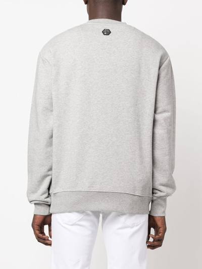Shop Philipp Plein Logo-print Cotton Sweatshirt In Grey