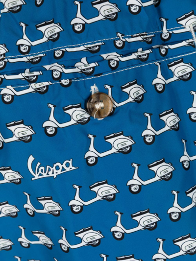 Mc2 Saint Barth Vespa-motif Drawstring-waist Swim Shorts In Blue
