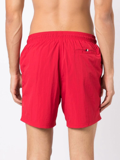 Shop Hugo Boss Logo Drawstring Swim Shorts In Red