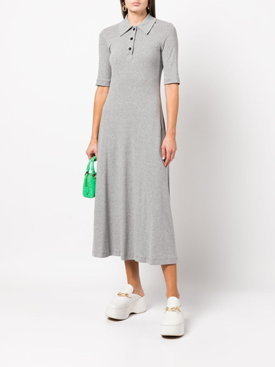 Shop Rosetta Getty Polo Shirt Midi Dress In Grey