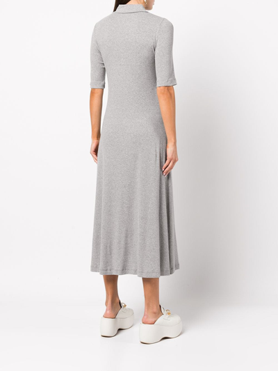Shop Rosetta Getty Polo Shirt Midi Dress In Grey