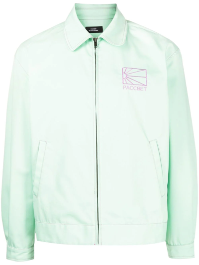 Shop Paccbet Logo-print Zip-up Shirt Jacket In Green