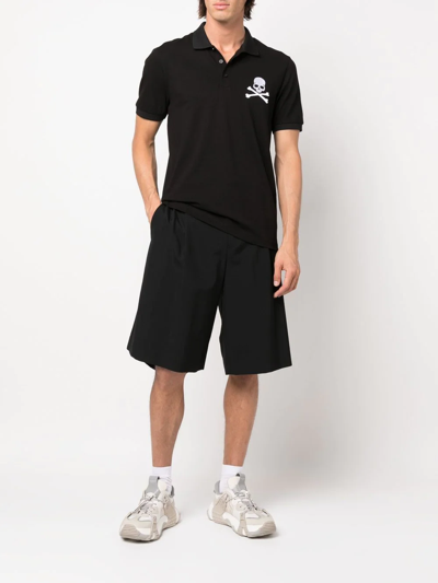 Shop Philipp Plein Short Sleeve Polo Shirt In Black