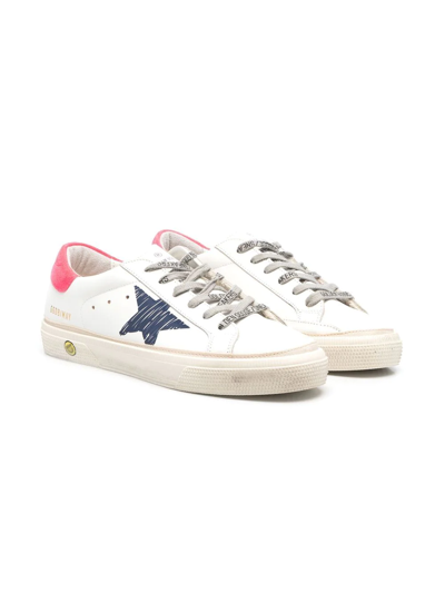 Shop Golden Goose Teen May Star-print Sneakers In White