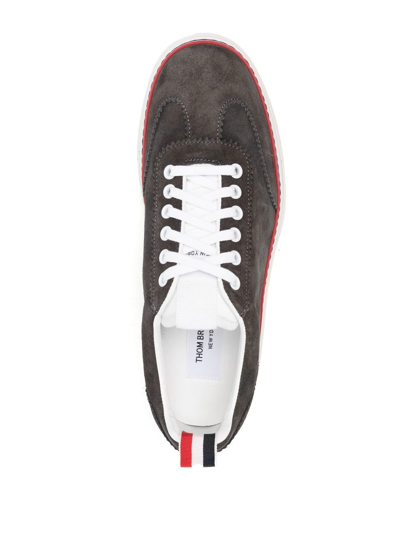 Shop Thom Browne 4-bar Low-top Sneakers In Grey