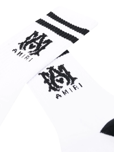 Shop Amiri Monogram-print Socks In White