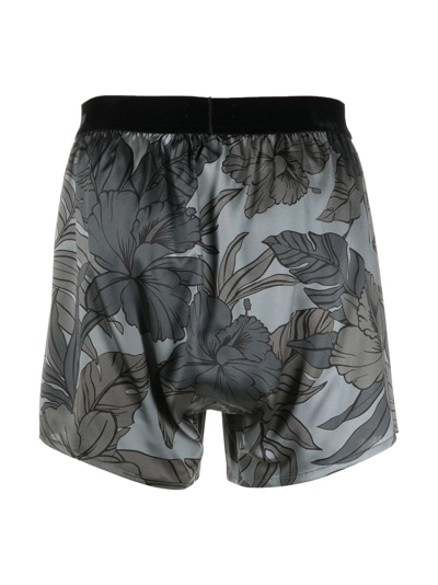 Shop Tom Ford Floral-print Boxer Shorts In Grey