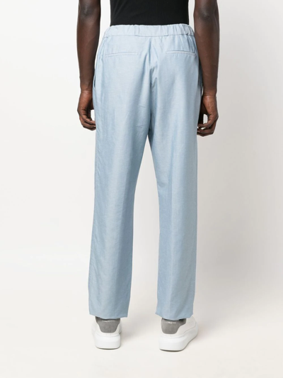 Shop Ermenegildo Zegna Mid-rise Straight-leg Trousers In Blue