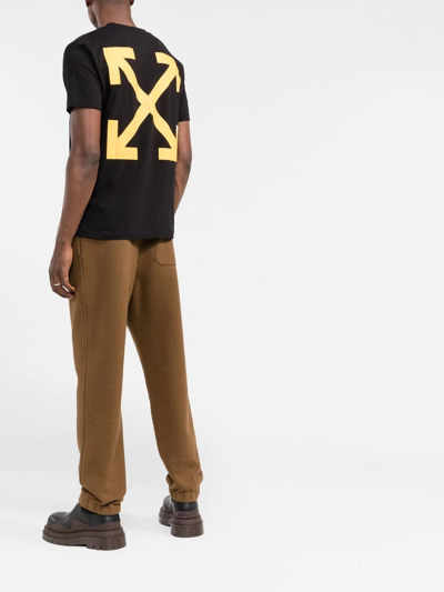 Off-white Off White Mans Black Cotton T-shirt With Arrow Caravaggio Print In Black