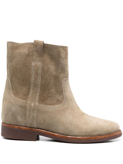 Isabel Marant Susee Suede Western Ankle Booties In Green