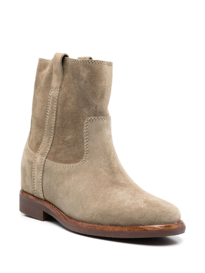 Isabel Marant Susee Suede Western Ankle Booties In Green