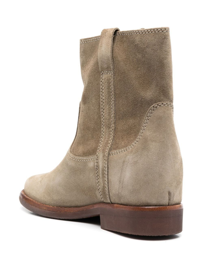 Isabel Marant Susee Suede Western Ankle Booties In Green