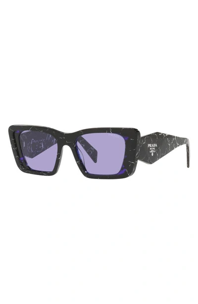 Shop Prada 51mm Square Sunglasses In Havana Black/ White/ Violet