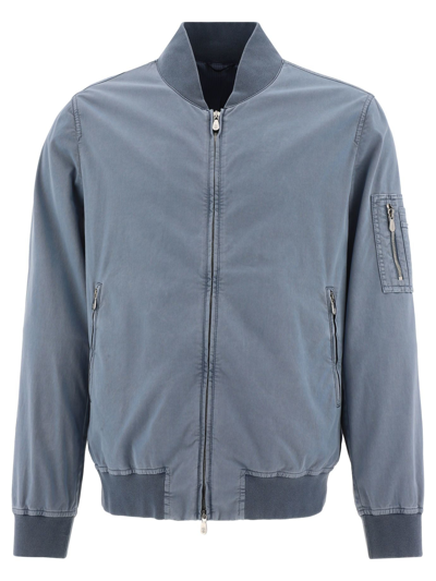 Brunello Cucinelli Men's Light Blue Cotton Jacket | ModeSens