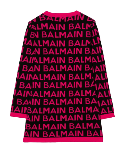 Shop Balmain Black Cotton Dress In Nero