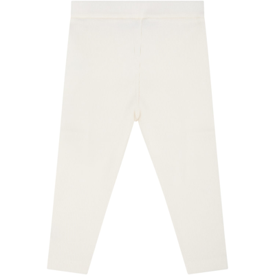 Shop Moncler White Leggings For Baby Kids With Patch