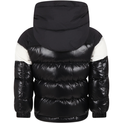 Shop Moncler Black Laotari Jacket For Boy With Logo