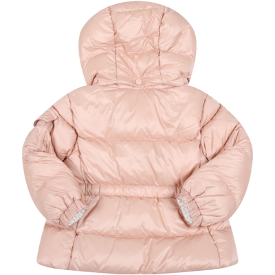 Shop Moncler Pink Sayna Jacket For Baby Girl With Patch