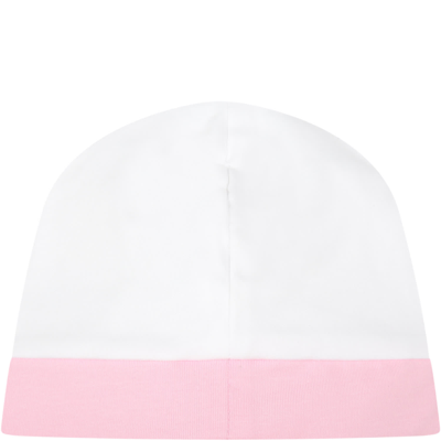 Shop Balmain White Set For Baby Girl With Pink Logo In Multicolor