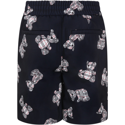 Shop Burberry Blue Shorts For Boy With Iconic White Teddy Bear