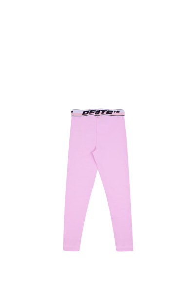 Shop Off-white Cotton Leggings In Rose