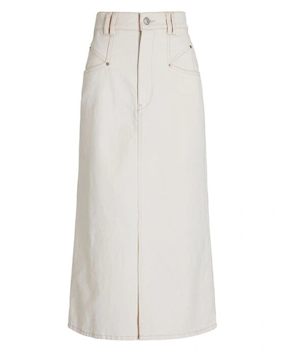 Shop Isabel Marant Dipoma Denim Midi Skirt In Ivory