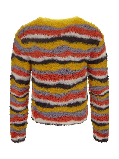 Shop Loewe Striped Furry Sweater In Multicolor