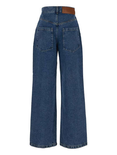 Shop Loewe Logo Embroidery Jeans In Blue