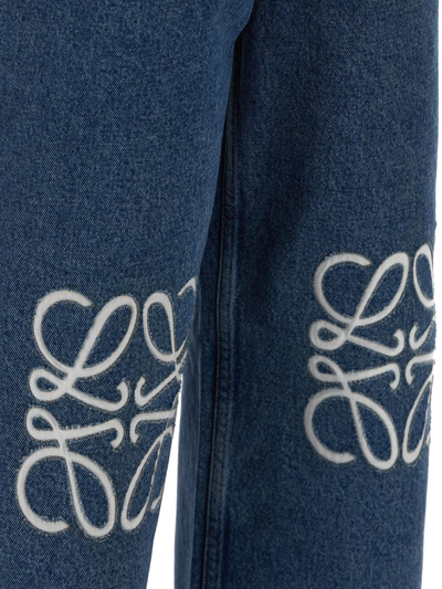 Shop Loewe Logo Embroidery Jeans In Blue