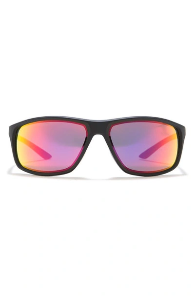 Shop Nike Adrenaline 66mm Oversize Rectangle Sport Wrap Sunglasses In Matte Black/ Grey W/ Infrare