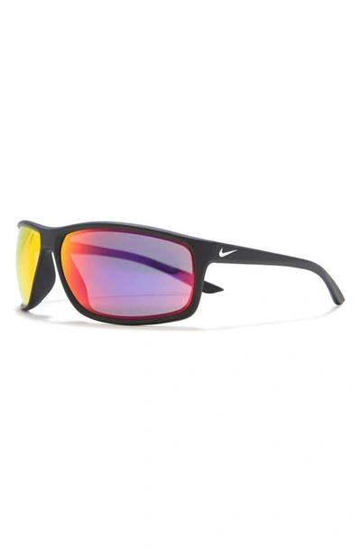 Shop Nike Adrenaline 66mm Oversize Rectangle Sport Wrap Sunglasses In Matte Black/ Grey W/ Infrare