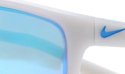 Shop Nike Adrenaline 66mm Oversize Rectangle Sport Wrap Sunglasses In Matte Wolf Grey/ Blue M