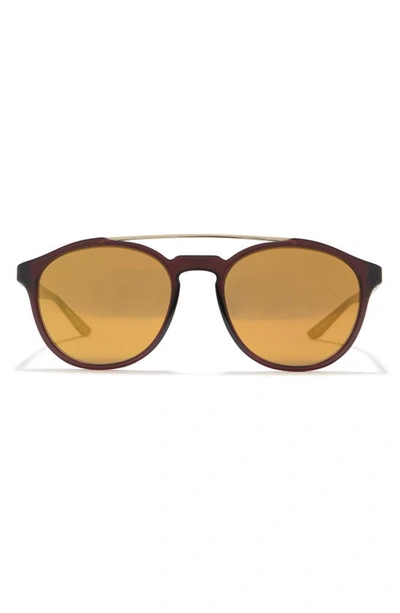 Shop Nike Kismet 54mm Round Sunglasses In Matte Beetroot/bronze