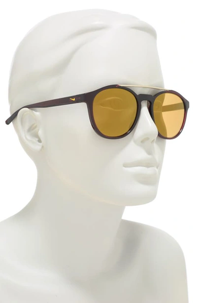 Shop Nike Kismet 54mm Round Sunglasses In Matte Beetroot/bronze