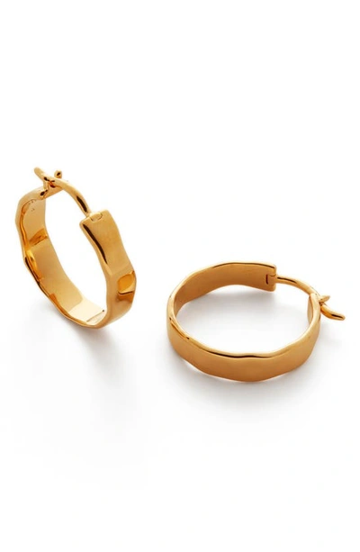 Shop Monica Vinader Siren Muse Wave Small Hoop Earrings In 18ct Gold On Sterling S