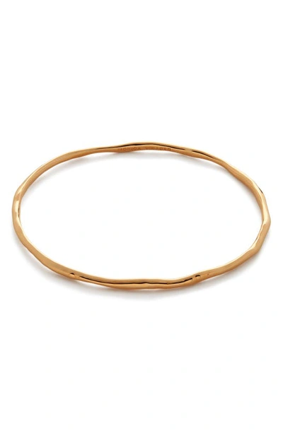 Shop Monica Vinader Siren Muse Hammered Bangle Bracelet In 18ct Gold On Sterling S