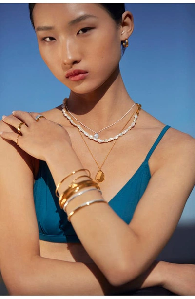 Shop Monica Vinader Siren Muse Hammered Bangle Bracelet In 18ct Gold On Sterling S