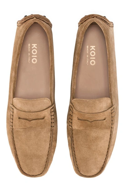 Shop Koio Maranello Pebbled Leather Penny Loafer In Cumin