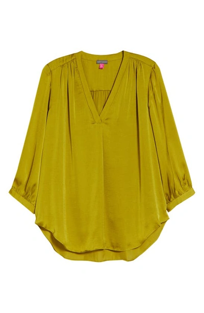 Shop Vince Camuto Rumple Satin Blouse In Avocado