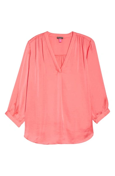 Shop Vince Camuto Rumple Satin Blouse In Lush Coral