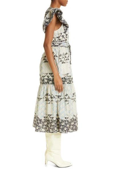 Shop Sea Clemence Flutter Sleeve Cotton Midi Dress In Multi