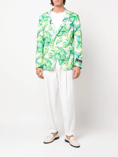 Billionaire Palm-tree Print Blazer In Weiss